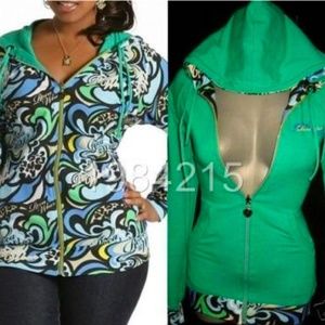 NEW Rocawear Y2K, 00's  2 side REVERSIBLE JACKET HOODIE HOODY  green M